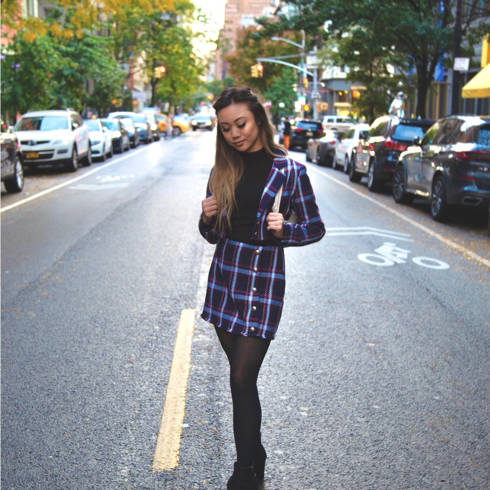 Navy blue blazer & skirt set